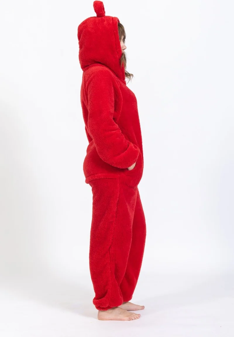 Waynap Women's Zippered Teletabi Model Fleece Jumpsuit with Hat