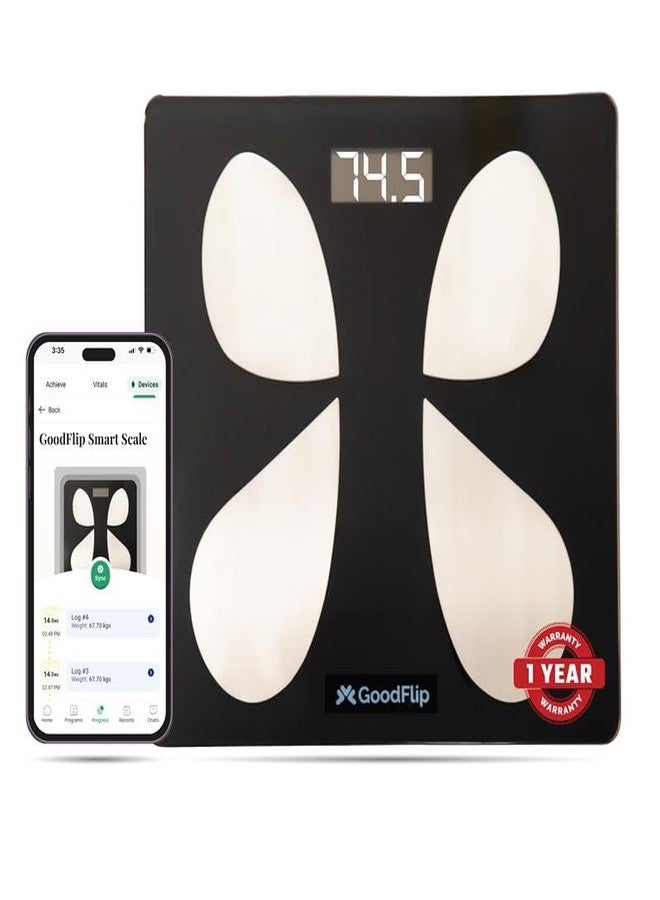 GoodFlip Smart Body Composition Analyser & Digital Scale – 18+ Body Metrics, Bluetooth App Sync (Android & iOS), Accurate Body Weight & Health Tracking, Auto Step-On, 180 kg Max - Image 1