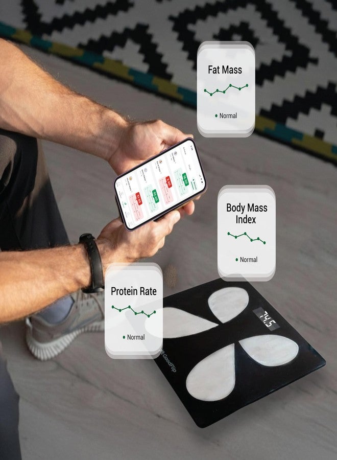 GoodFlip Smart Body Composition Analyser & Digital Scale – 18+ Body Metrics, Bluetooth App Sync (Android & iOS), Accurate Body Weight & Health Tracking, Auto Step-On, 180 kg Max - Image 4