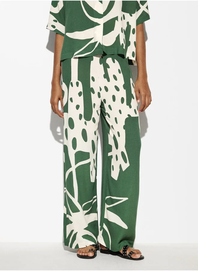 PARFOIS Printed Pants With Elastic Waistband