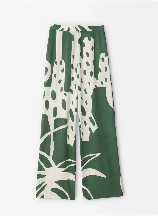 PARFOIS Printed Pants With Elastic Waistband