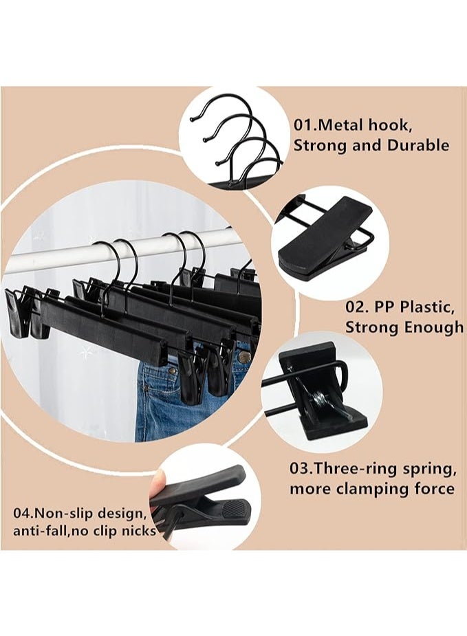 DIOTTI 10 Pack Pants Hangers with Clips, Plastic Clothes Hangers with 360° Swivel Hooks, Adjustable Non-Slip Clips for Skirts, Shorts, Trousers, and More (Black) - Image 5