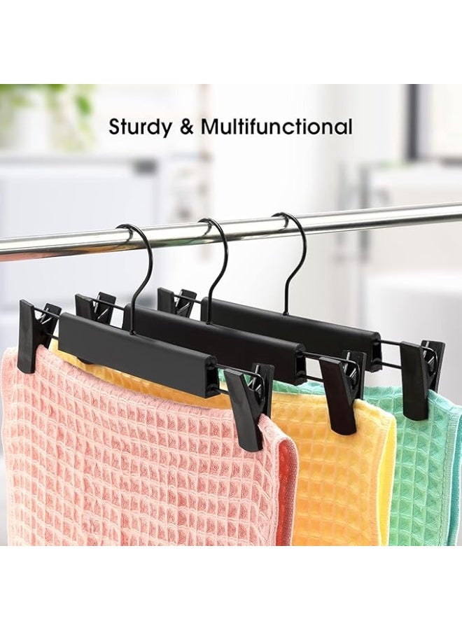 DIOTTI 10 Pack Pants Hangers with Clips, Plastic Clothes Hangers with 360° Swivel Hooks, Adjustable Non-Slip Clips for Skirts, Shorts, Trousers, and More (Black) - Image 4