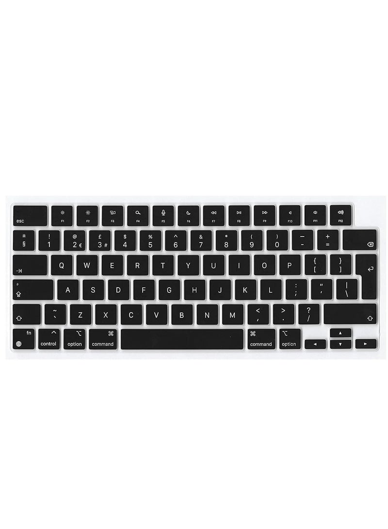 English UK Keyboard Cover for 2022 MacBook Air M2 Chip 13.6" A2681 MacBook Pro 16-inch & 14-inch models 2021 & 2022 MacBook Pro 16 A2485 MacBook Pro 14 M1 Pro & M1 Max Chip A2442 Black - Image 1