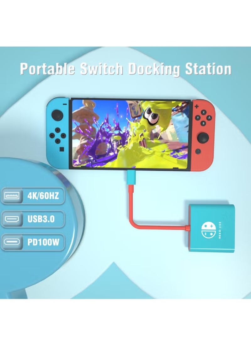 Rock Pow - Switch Dock for Nintendo Switch Docking Station Portable Switch TV Dock Adapter Compatible Nintendo Switch/OLED/Steam Deck Support Switch TV Mode with HDMI2.0 Replacement Travel Dock for Switch - Image 1