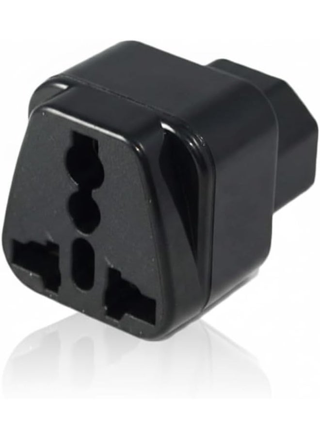 BEST ONE 2-Pack C14 to Universal Female Socket Power Adapter AC Plug – Heavy Duty IEC 60320 C14 Male to Universal Female Power Converter – 250V 10A – Black - Image 2