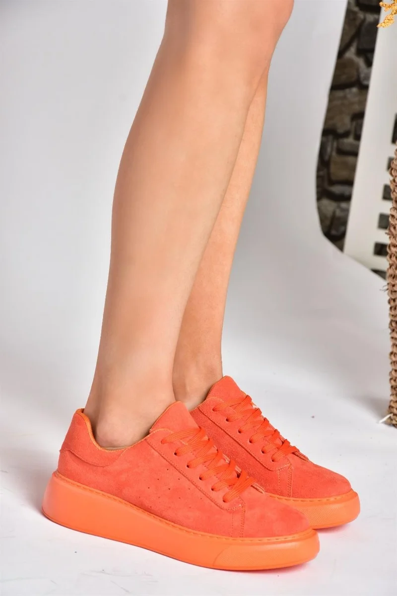 Fox Shoes P602045002 Orange Suede Women's Sports Shoes Sneakers