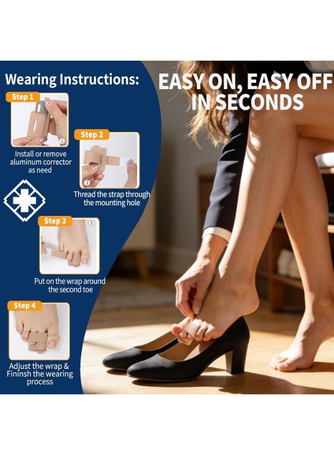 4PCS Fabric Hammertoe Pack, Hammertoe Corrector for Women and Men, Toe Splint for Curved Toes, Curled Toes, Bent Toes and Broken Toes, Toe Fixation Strap (Beige，Black) - Image 3