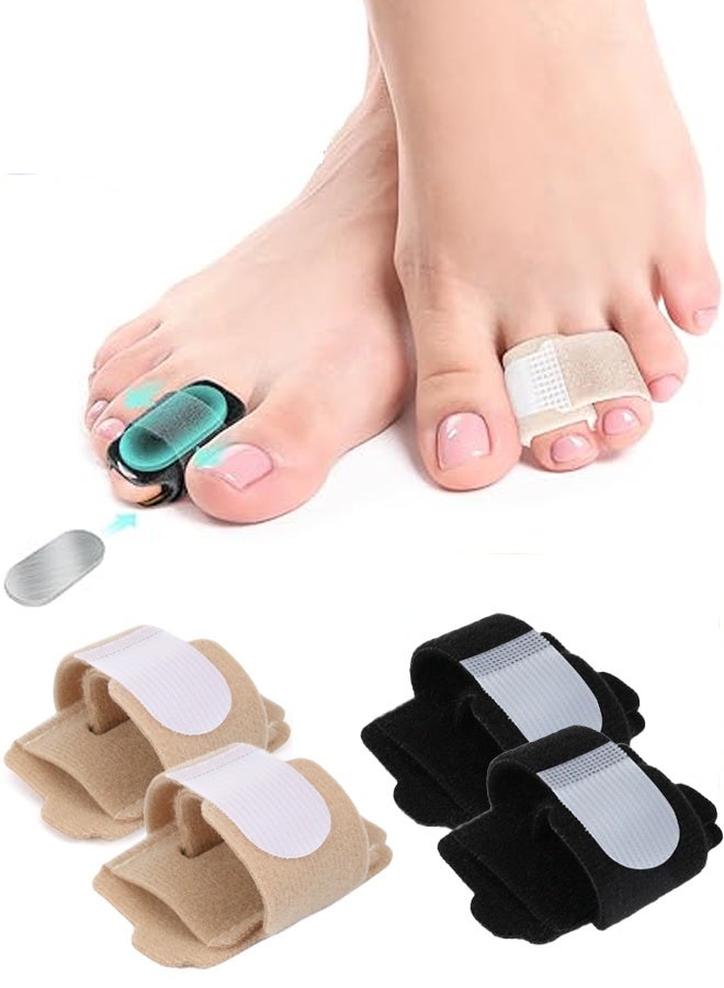4PCS Fabric Hammertoe Pack, Hammertoe Corrector for Women and Men, Toe Splint for Curved Toes, Curled Toes, Bent Toes and Broken Toes, Toe Fixation Strap (Beige，Black) - Image 1