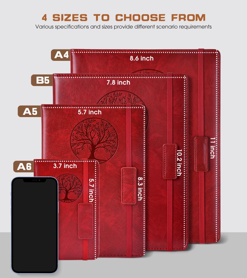 Biuwory Lined Journal Notebook for Women Men,256 Pages A4 Large Hardcover Leather Journals for Writing,Travel,Business,Work,School,College Ruled Notebooks for Note Taking, Diary Notepad 8.6"×11" - Image 2