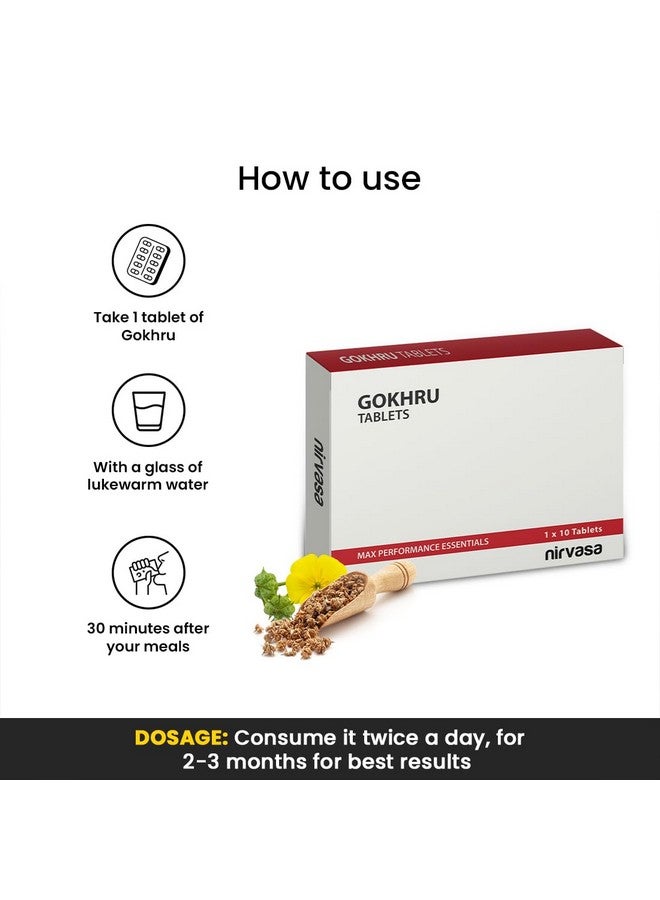 Nirvasa Gokhru Tablets for Men & Women (250mg) with Natural Gokhru Extract (10:1) |Rejuvenates Mind and Body, Improves Vigour, Tribulus Terrestris, Enriched with Saponins - 1 X 10 Tablets - Image 5