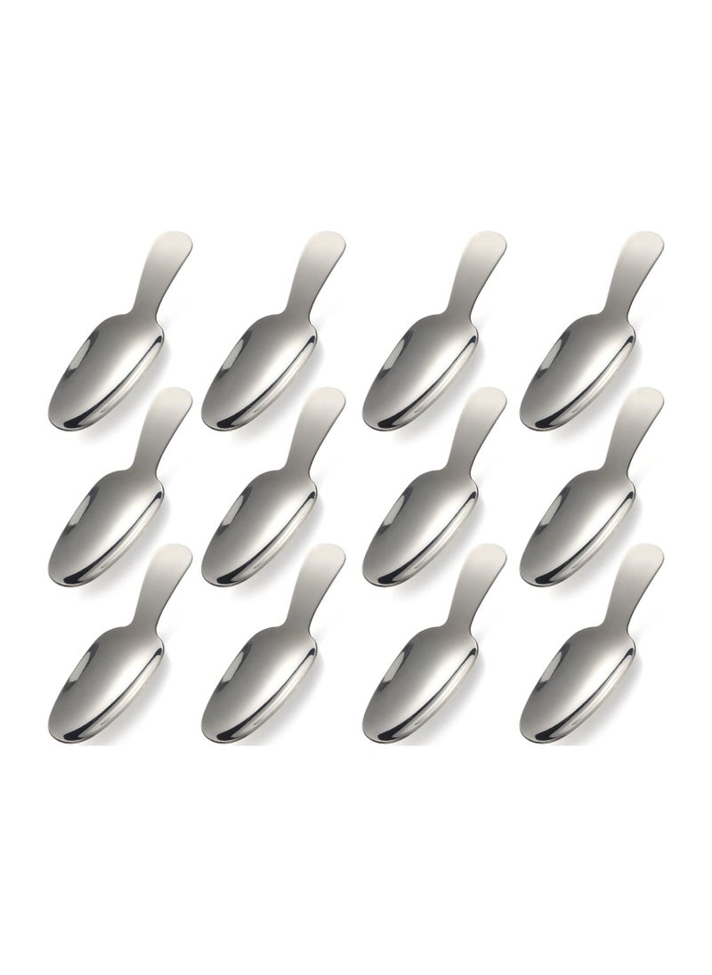 KASTWAVE Dessert Spoon, 12 Pcs Stainless Steel Salt Spoon Short Handle Coffee Scoop Mini Tea Spoons for Small Jars, Sugar, honey, Spice, Ice Cream  - Image 1