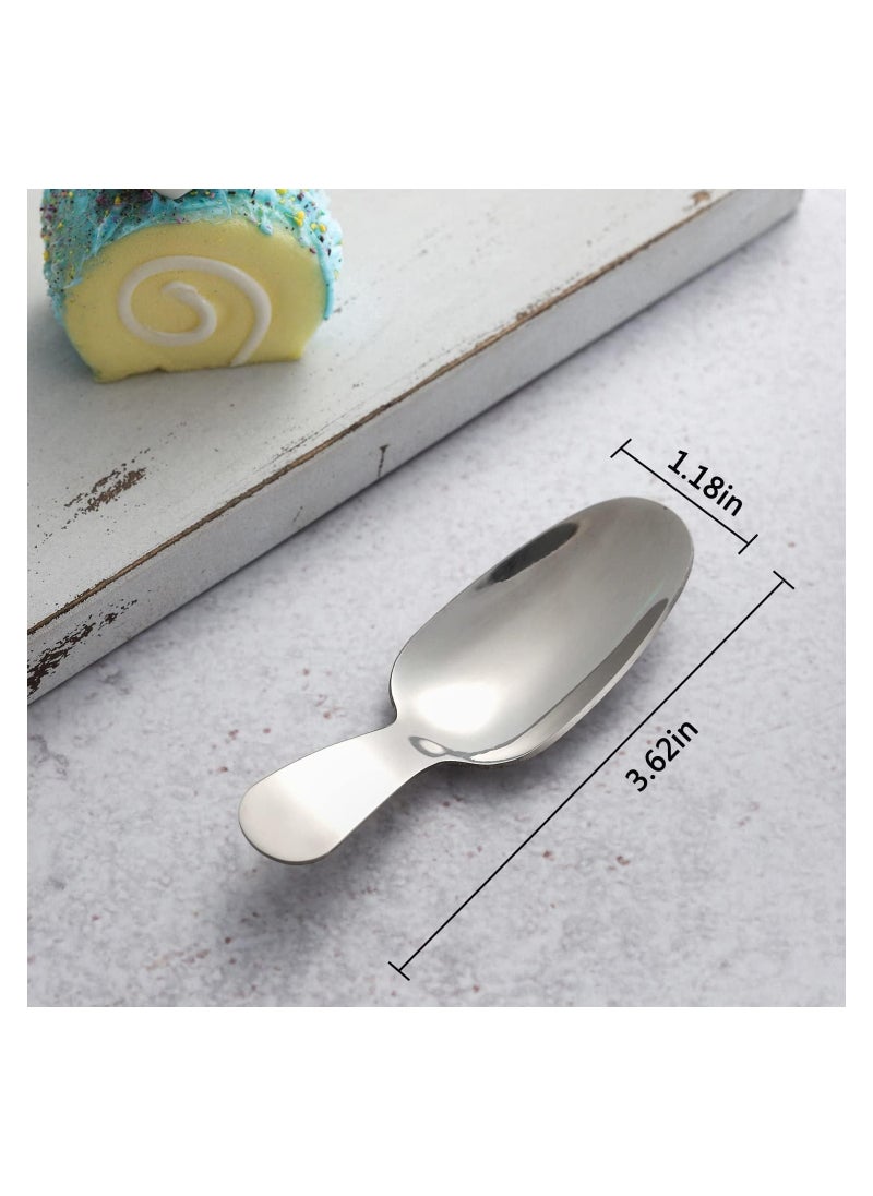 KASTWAVE Dessert Spoon, 12 Pcs Stainless Steel Salt Spoon Short Handle Coffee Scoop Mini Tea Spoons for Small Jars, Sugar, honey, Spice, Ice Cream  - Image 2