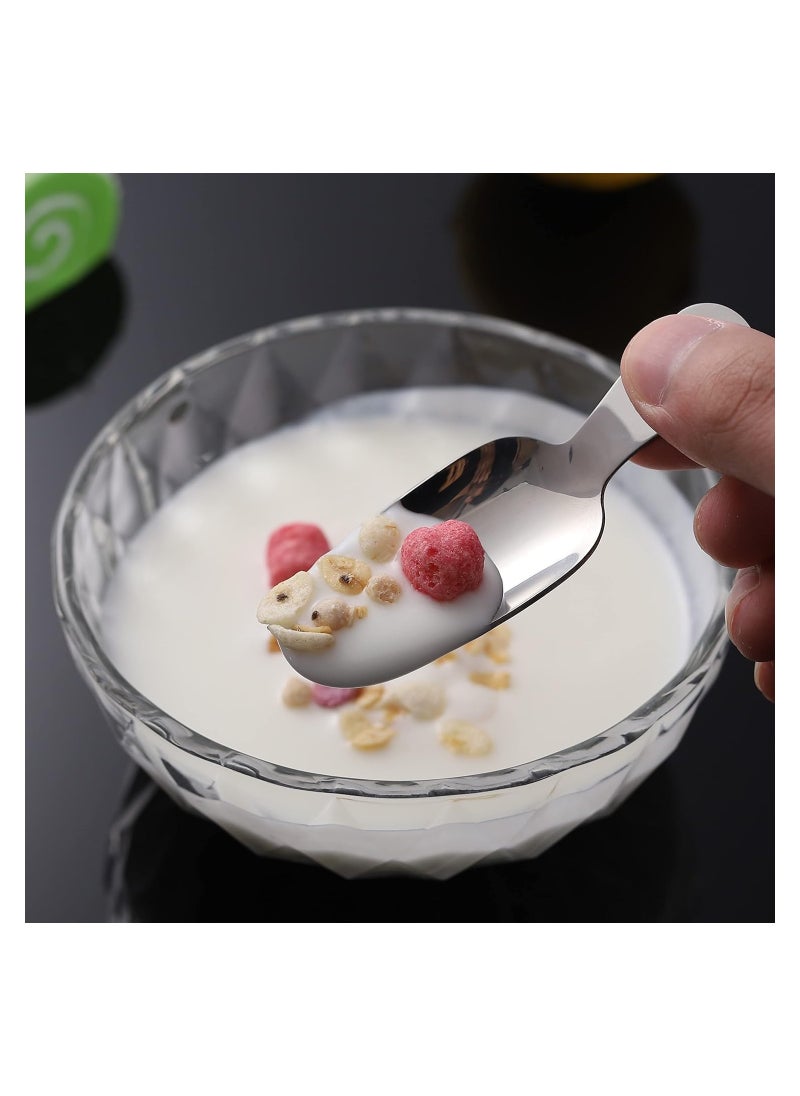 KASTWAVE Dessert Spoon, 12 Pcs Stainless Steel Salt Spoon Short Handle Coffee Scoop Mini Tea Spoons for Small Jars, Sugar, honey, Spice, Ice Cream  - Image 5