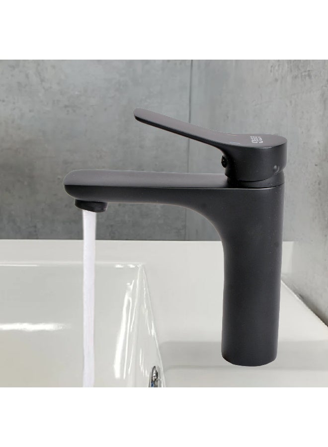 ITG Matte Black Bathroom Sink Faucet, Single Lever Basin Mixer Tap, Hot and Cold Water Mixer, Durable Brass, Anti-Rust Finish, Modern Design, Long Lasting, SASO Certified, 5-Year Warranty - Image 3