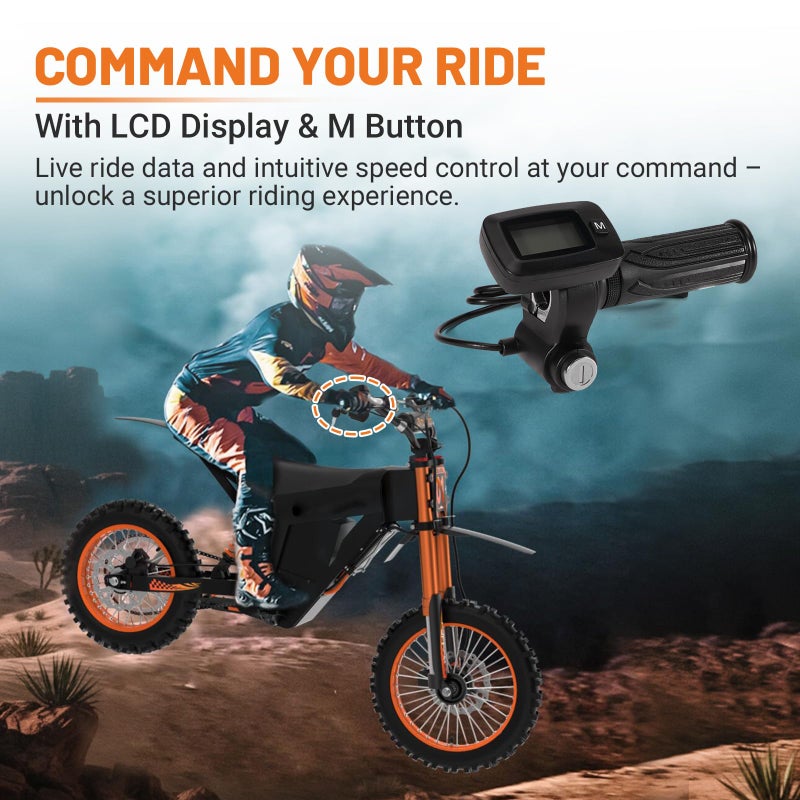 Dilomber 48V Bike Throttle Compatible with Tuttio Soleil 01 Electric Dirt Bike Only w/LCD Display and M Button (New Version, Cannot Be Used Interchangeably with The Old Throttle) - Image 4