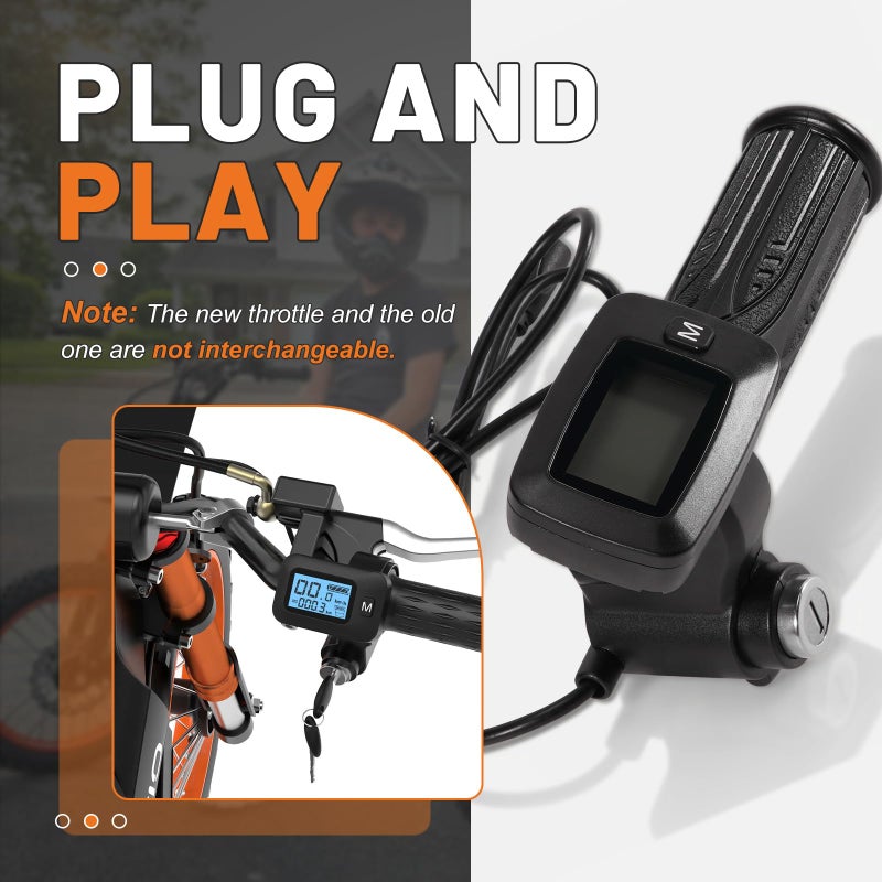 Dilomber 48V Bike Throttle Compatible with Tuttio Soleil 01 Electric Dirt Bike Only w/LCD Display and M Button (New Version, Cannot Be Used Interchangeably with The Old Throttle) - Image 3
