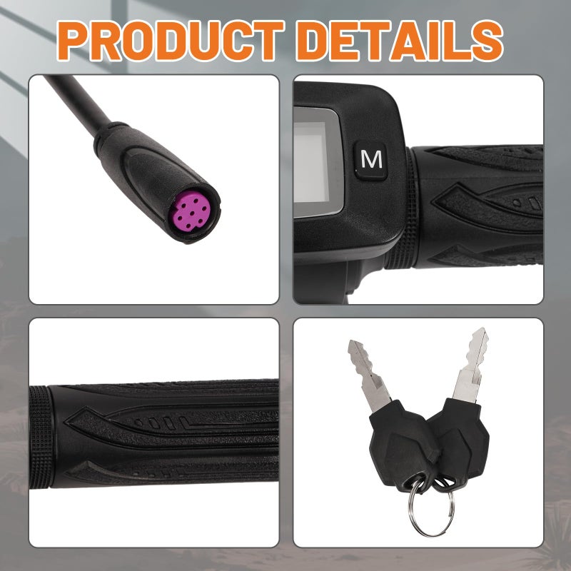 Dilomber 48V Bike Throttle Compatible with Tuttio Soleil 01 Electric Dirt Bike Only w/LCD Display and M Button (New Version, Cannot Be Used Interchangeably with The Old Throttle) - Image 2