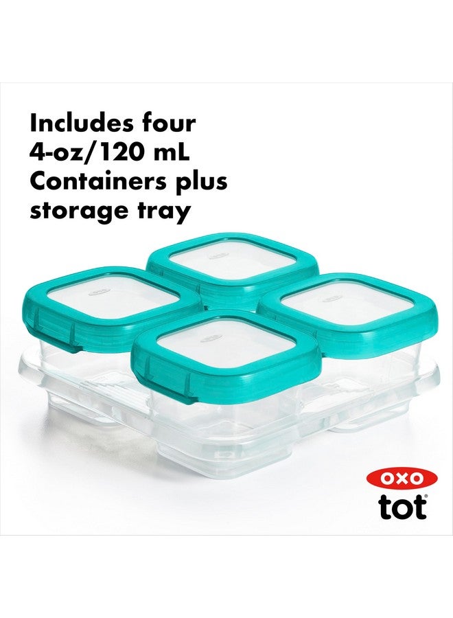 OXO Tot Baby Blocks Freezer Storage Containers Teal (4 Oz) - Image 1