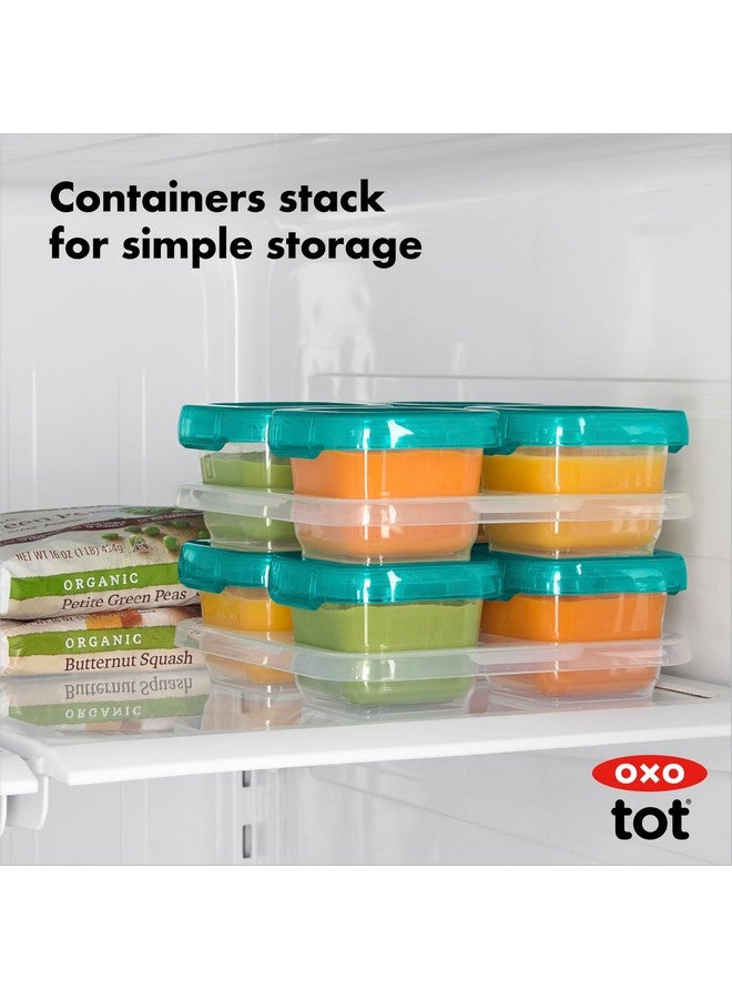 OXO Tot Baby Blocks Freezer Storage Containers Teal (4 Oz) - Image 4