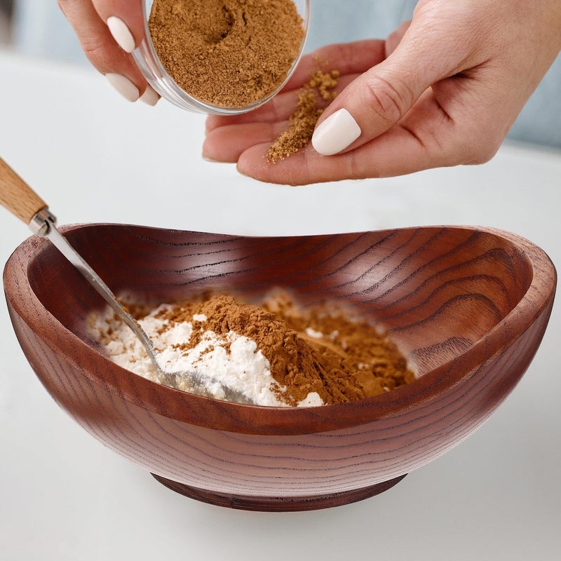 Small Acacia Wood Serving Bowl For Kitchen Dining Fruit Salad Wooden Bowl - Image 5