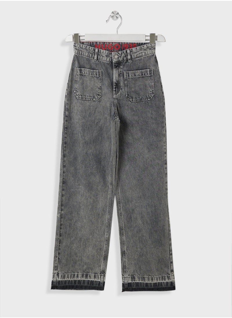 HUGO Kids Straight Fit Denim Jeans  - Image 1