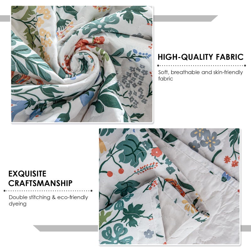 Travan 3-Piece Quilt Set Quilted Bedspread Lightweight Coverlet Set Garden Style Floral Printed Oversized Quilted Bedding Set with Shams for All Season, Exquisite, King Size - Image 4