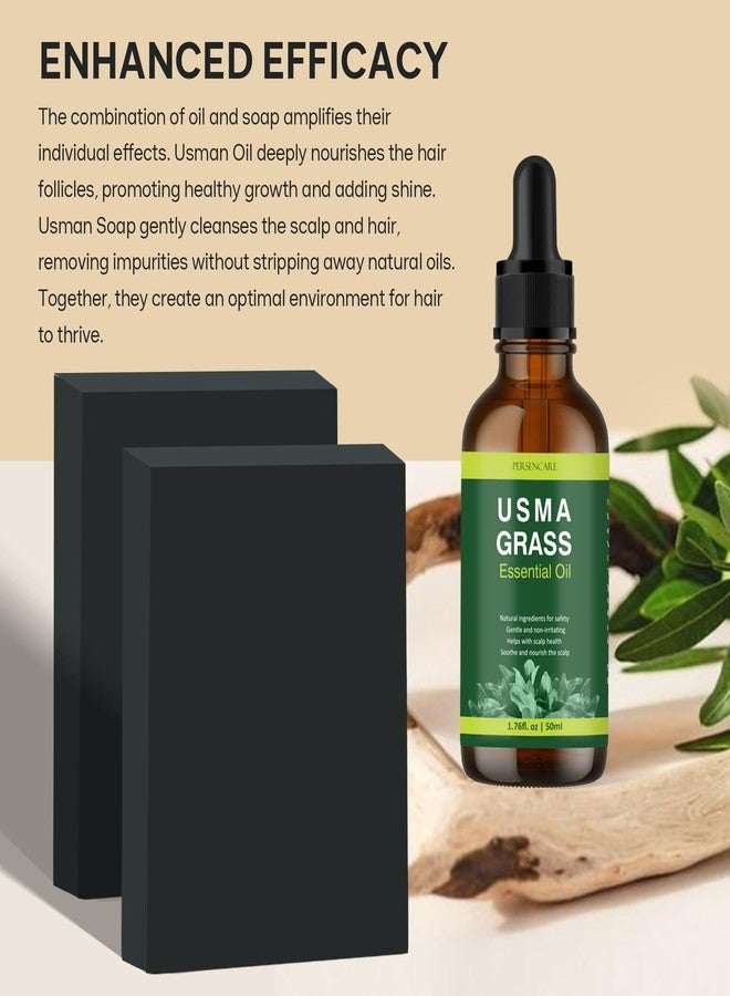VAEYAE Natural Usma Juice Shampoo Bar + Essential Oil Set, Hair Darkening and Growth, Grey Hair Removal Soap for Men and Women, Reverse Gray Reducing Thinning Hair Usman Grass Polygonum Multiflorum Serum - Image 3