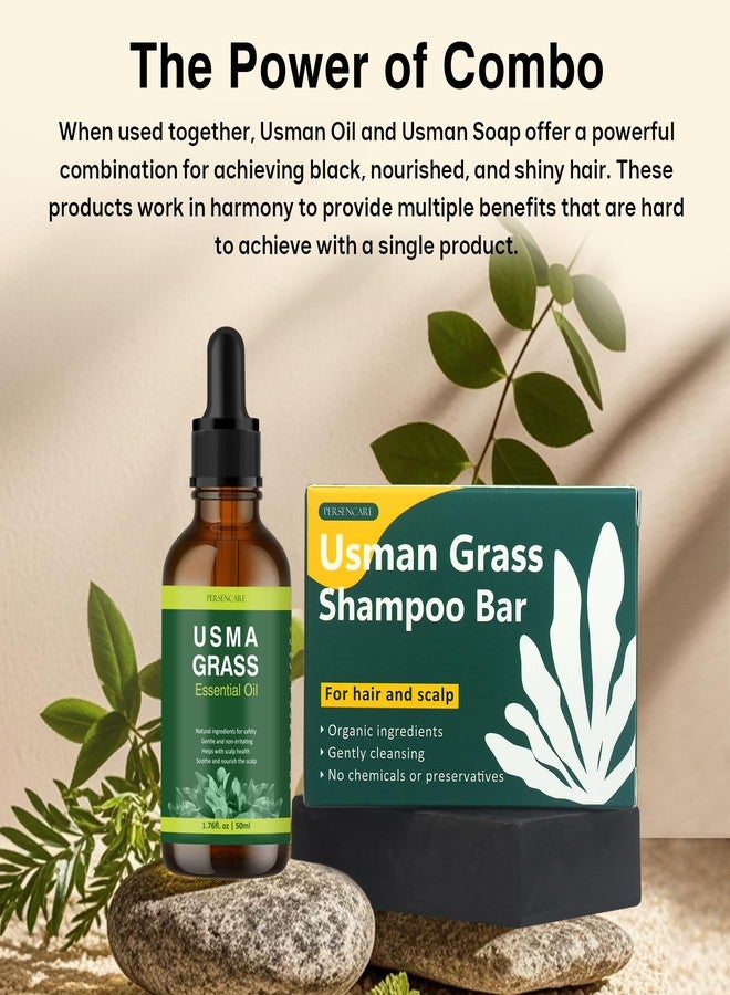VAEYAE Natural Usma Juice Shampoo Bar + Essential Oil Set, Hair Darkening and Growth, Grey Hair Removal Soap for Men and Women, Reverse Gray Reducing Thinning Hair Usman Grass Polygonum Multiflorum Serum - Image 2