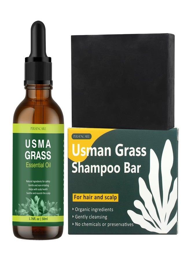 VAEYAE Natural Usma Juice Shampoo Bar + Essential Oil Set, Hair Darkening and Growth, Grey Hair Removal Soap for Men and Women, Reverse Gray Reducing Thinning Hair Usman Grass Polygonum Multiflorum Serum - Image 1