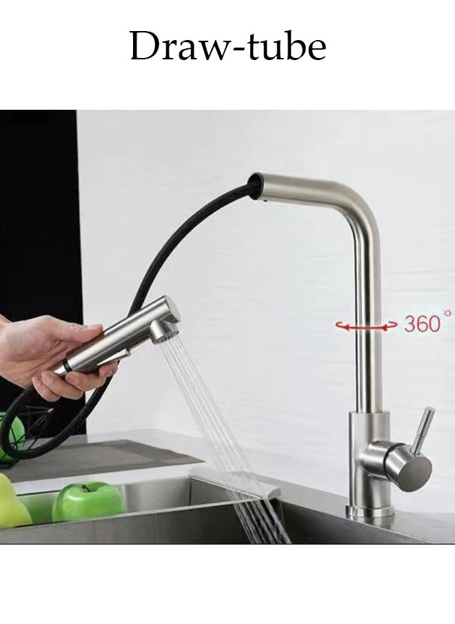 DUNISO Stainless Steel Kitchen Faucet with 360° Rotating Water Outlet 3 Effluent Ways Of Water, Kitchen Sink Faucet Pull Out Brushed Nickel Single Handle Classic Style Fashion-forward Built to Last  - Image 5