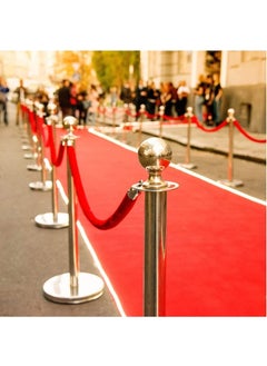 Y&D 2 pcs Red Velvet Stanchion Rope Crowd Control Barriers Safety with Polished Gold Hooks for Movie Theaters Grand Openings Hotels Carpet Events Party Supplies  - Image 2