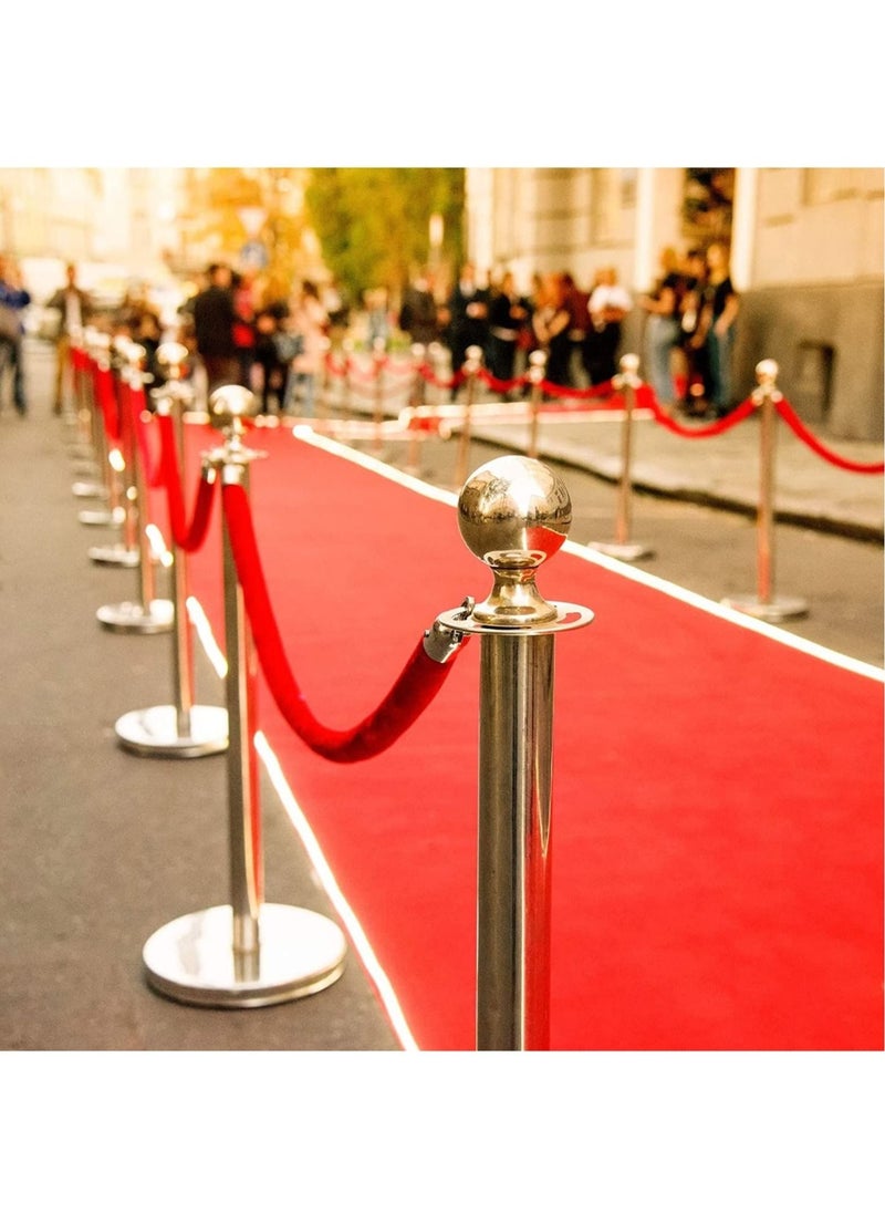 Y&D 2 pcs Red Velvet Stanchion Rope Crowd Control Barriers Safety with Polished Gold Hooks for Movie Theaters Grand Openings Hotels Carpet Events Party Supplies  - Image 2