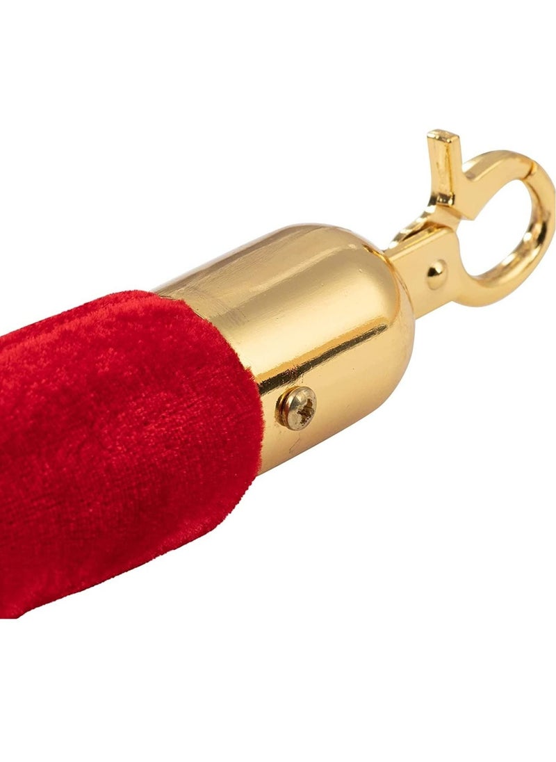 Y&D 2 pcs Red Velvet Stanchion Rope Crowd Control Barriers Safety with Polished Gold Hooks for Movie Theaters Grand Openings Hotels Carpet Events Party Supplies  - Image 4