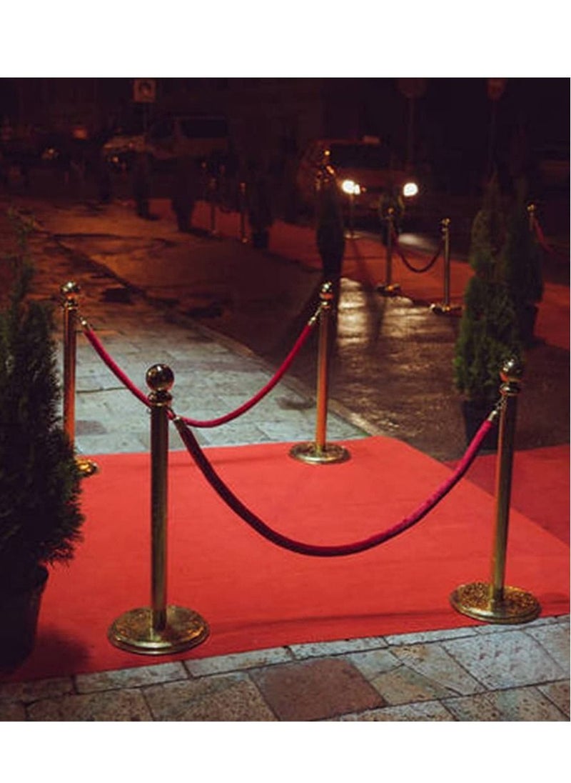 Y&D - 2 pcs Red Velvet Stanchion Rope Crowd Control Barriers Safety with Polished Gold Hooks for Movie Theaters Grand Openings Hotels Carpet Events Party Supplies - Image 1