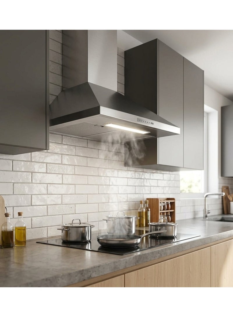 franke Kitchen Hood 90 cm, 145W, Max Airflow 430 m³/h, Push Button Control & LED Lighting, Stainless steel, Joy FJO 924(Made in Italy) - Image 4