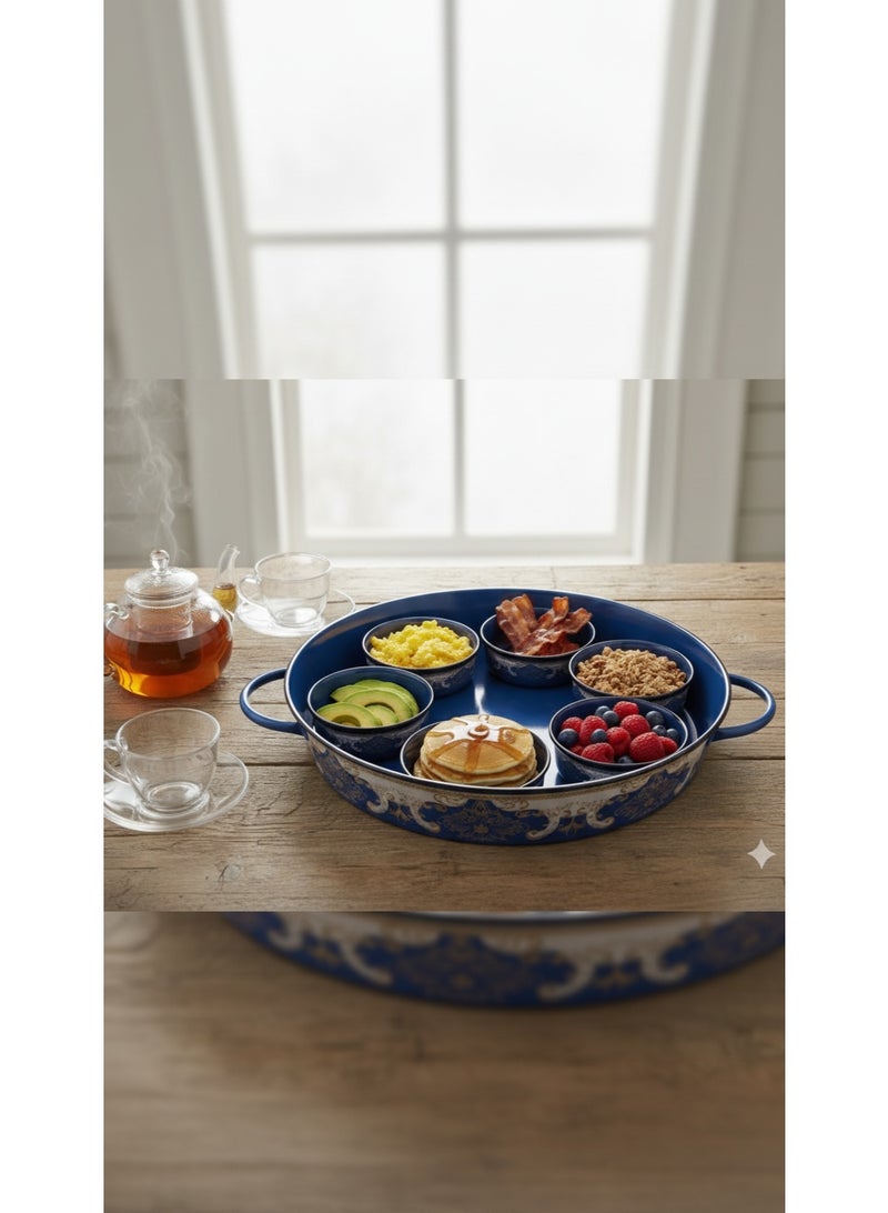 صينية تقديم إفطار مع أوعية تقديم وغطاء - Image 1