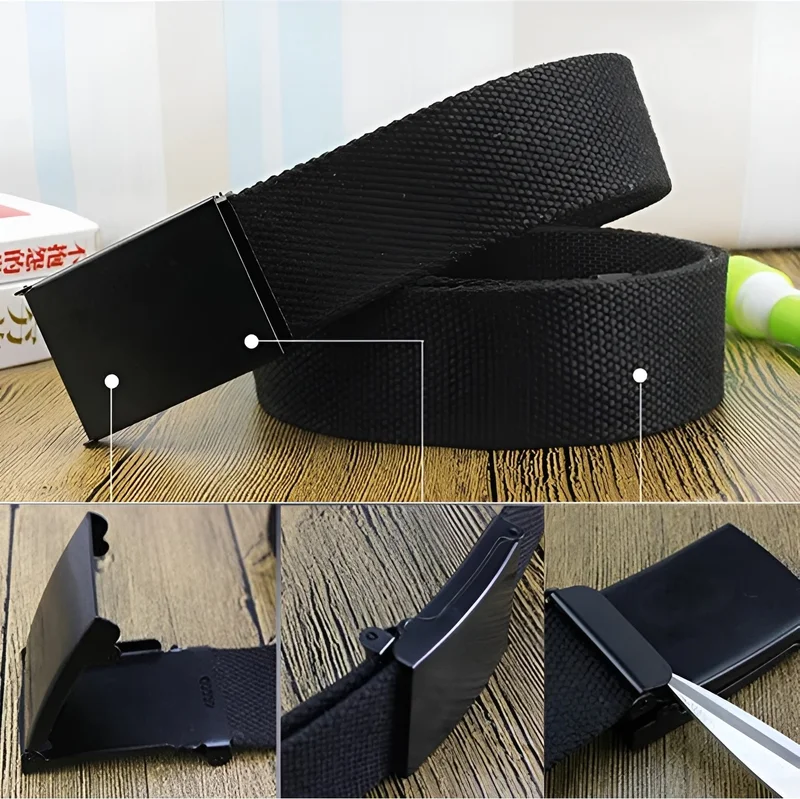Vanilla Collection Vanilia Collection Anti Allergic Matte Buckle Tactical Style Cloth Pin Belt Black Color