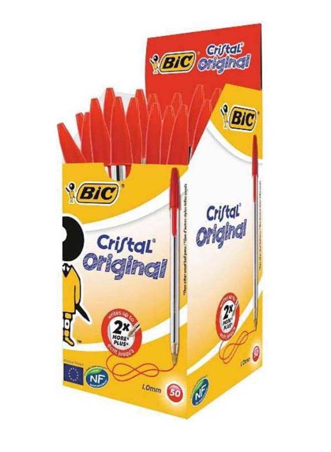 BIC Box Pack of 50 Cristal 1.0 Red Pens - Image 1
