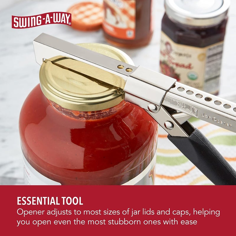 Swing-A-Way Comfort Grip Jar Opener, 7.5-Inch, Adjustable Multifunctional Stainless Steel Can Opener with Gripper, Arthritis Friendly Soft Rubber Grip Handle, Kitchen Accessories (Black) - Image 3