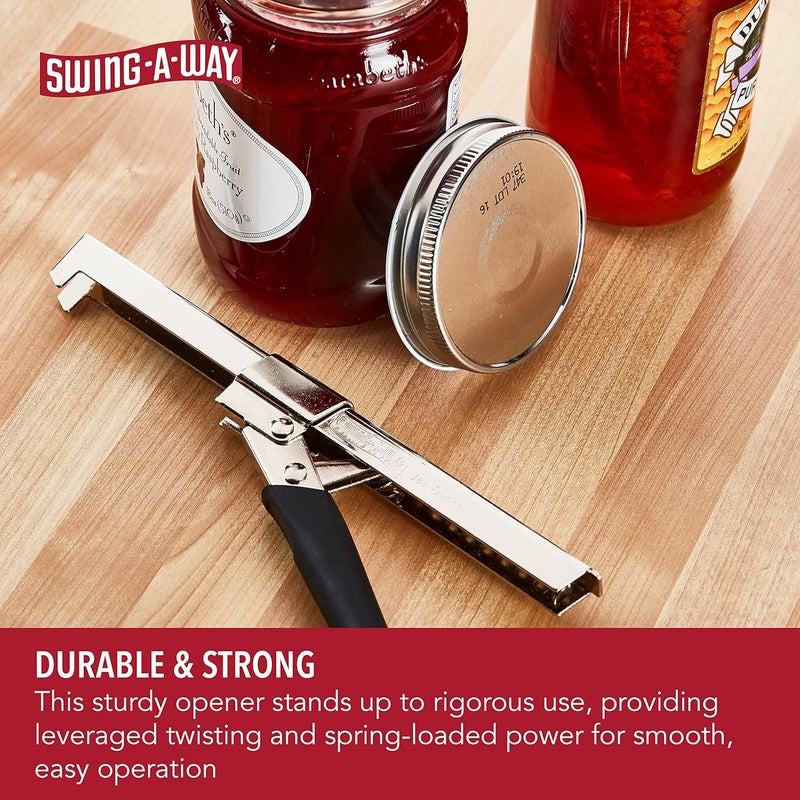 Swing-A-Way Comfort Grip Jar Opener, 7.5-Inch, Adjustable Multifunctional Stainless Steel Can Opener with Gripper, Arthritis Friendly Soft Rubber Grip Handle, Kitchen Accessories (Black) - Image 4