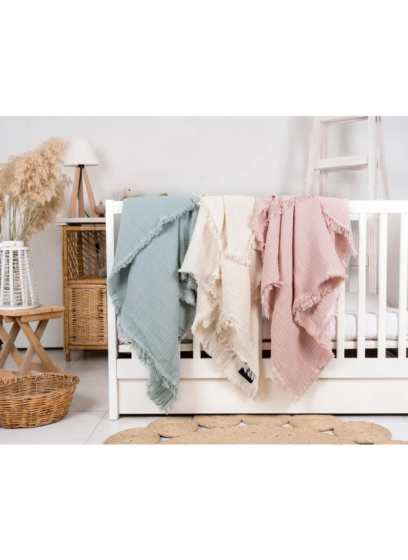 EIFIN Eıfın 4 Layer Muslin Multi-Purpose Baby & Kids Muslin Cover Blanket 100% Cotton 110 x 110 cm