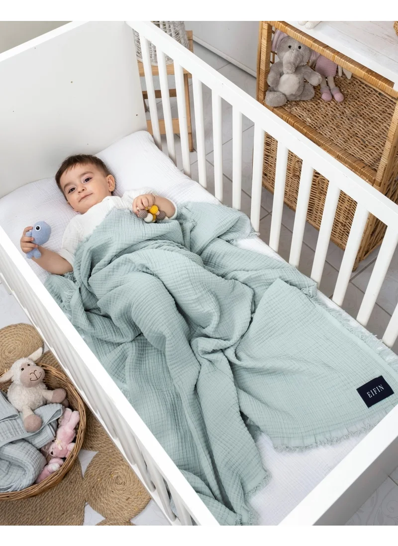 EIFIN Eıfın 4 Layer Muslin Multi-Purpose Baby & Kids Muslin Cover Blanket 100% Cotton 110 x 110 cm