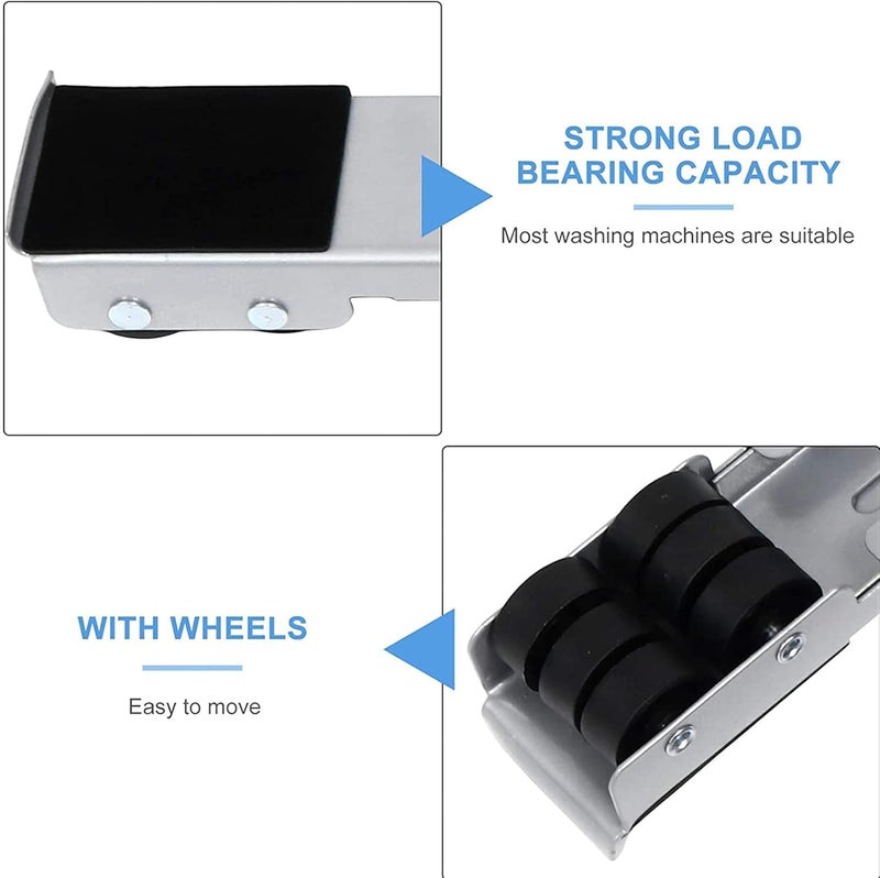 Adjustable Washing Machine Stand with Wheels – Heavy Duty Appliance Mover Base for Washer, Refrigerator, Dryer & Furniture, Expandable Metal Support Frame with Brake Wheels - Image 4