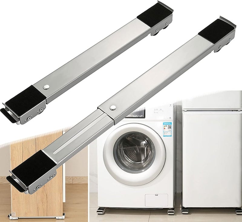 Adjustable Washing Machine Stand with Wheels – Heavy Duty Appliance Mover Base for Washer, Refrigerator, Dryer & Furniture, Expandable Metal Support Frame with Brake Wheels - Image 5