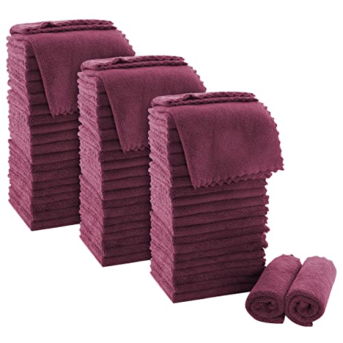 MOONQUEEN Ultra Soft Premium Washcloths Set 12 x 12 inches 72 Pack Quick Drying Highly Absorbent Coral Velvet Bathroom Wash Clothes Burgundy - Image 1
