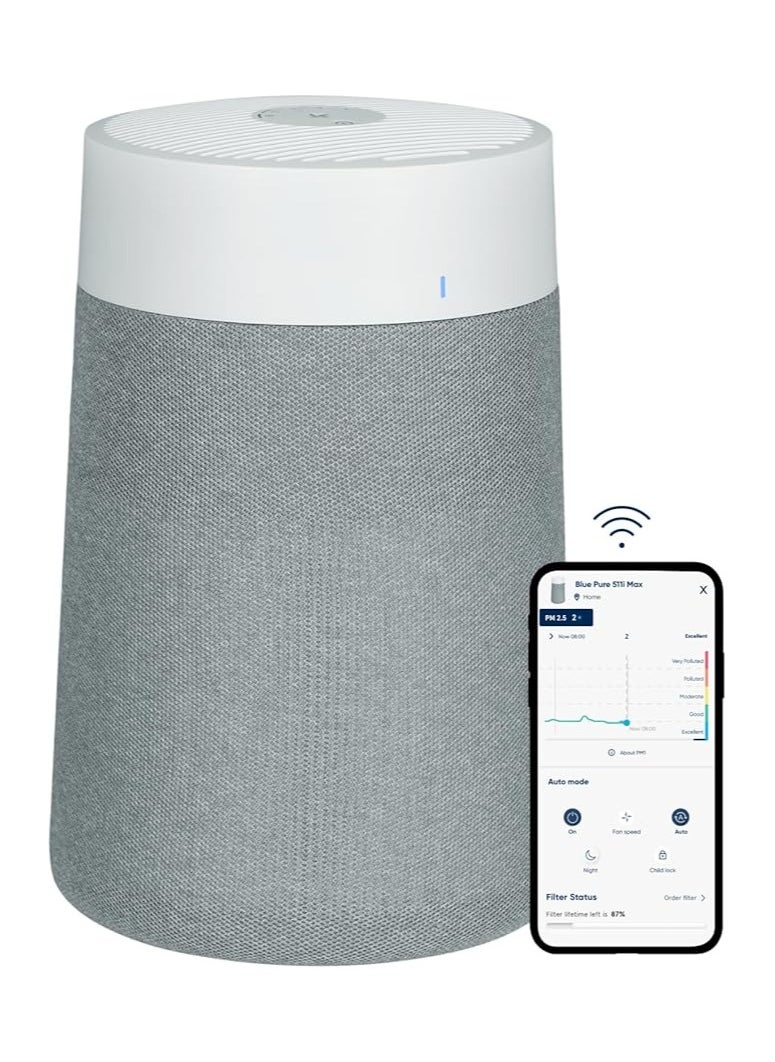 Blueair Blue Pure 511i Max | Air Purifier for Small Rooms, Bedroom, Home, Cleans 920 sqft in one hour, HEPASilent Air Cleaner for Pets, Allergens, Virus, Dust, Mold, Smoke  - Image 1