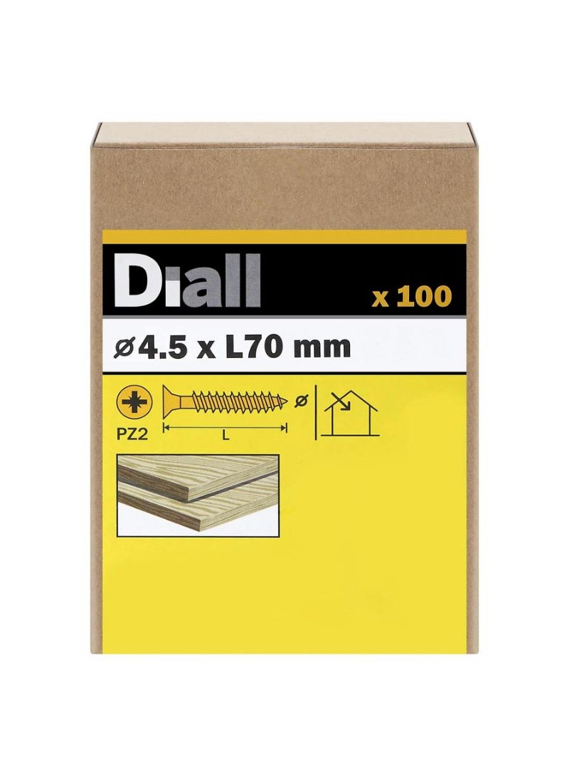 Zinc Plated Carbon Steel Wood Screw Pack 4 5 X 70 Mm 100 Pc