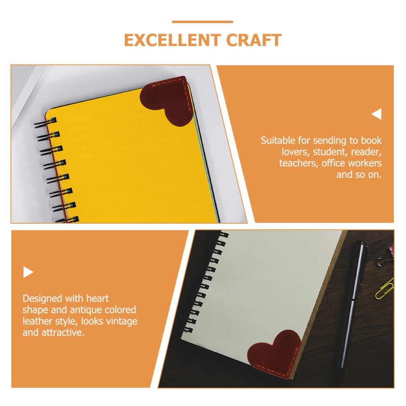 Heart Shaped Leather Bookmarks Set Of 2 Wine Red Page Corner Protectors For Book Lovers - Image 4