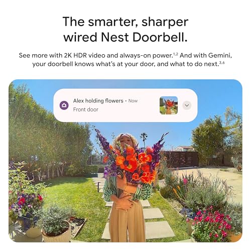 Google Nest Doorbell Wired 3rd Gen 2K Video and Gemini Live View Night Vision 2Way Audio Works with Google Home 2025 Model Snow - Image 3